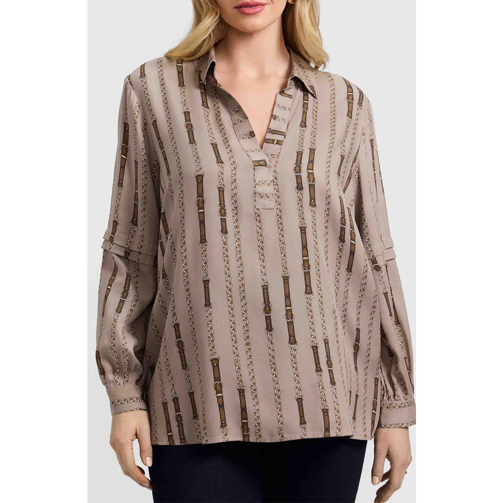 Foxcroft Luna Chain Stripe Button-up Shirt In White