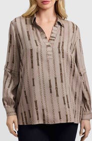 Foxcroft Frankie Chain Stripe Popover Top