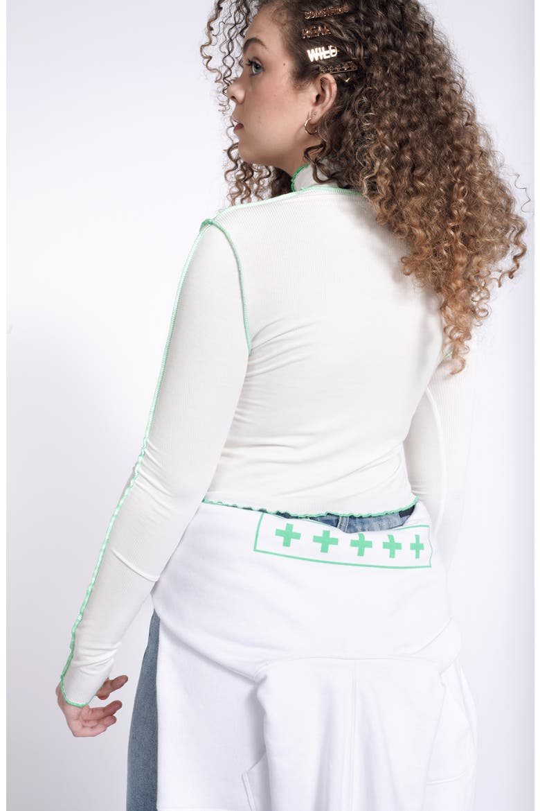 Mock Neck Long Sleeve Crop Top (Nordstrom Exclusive), Alternate, color, WHITE