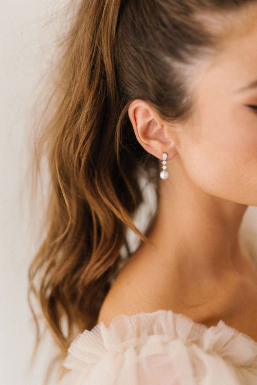 Untamed Petals Serenade Pearl And Crystal Earrings In Silver
