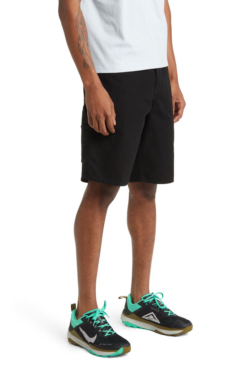 Organic Cotton Canvas Carpenter Shorts, Alternate, color, BLACK (RINSED)