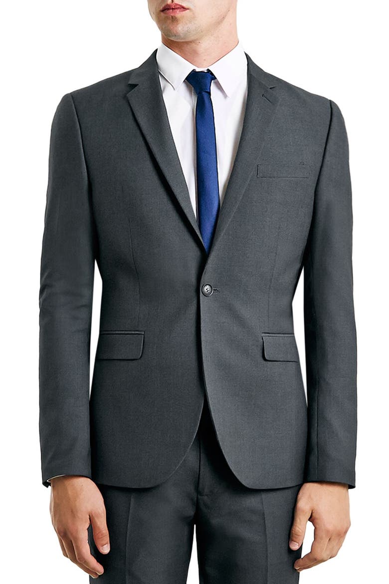 Skinny Fit Grey Suit Jacket, Main, color, GREY