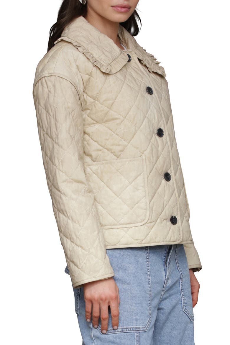 Ruffle Collar Quilted Jacket, Alternate, color, SAND