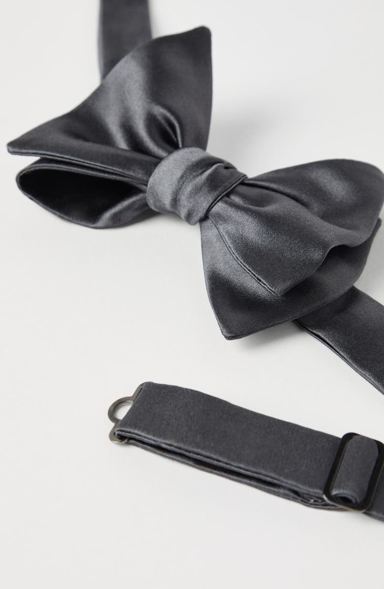Brunello Cucinelli Satin bowtie, Alternate, color, Medium Grey