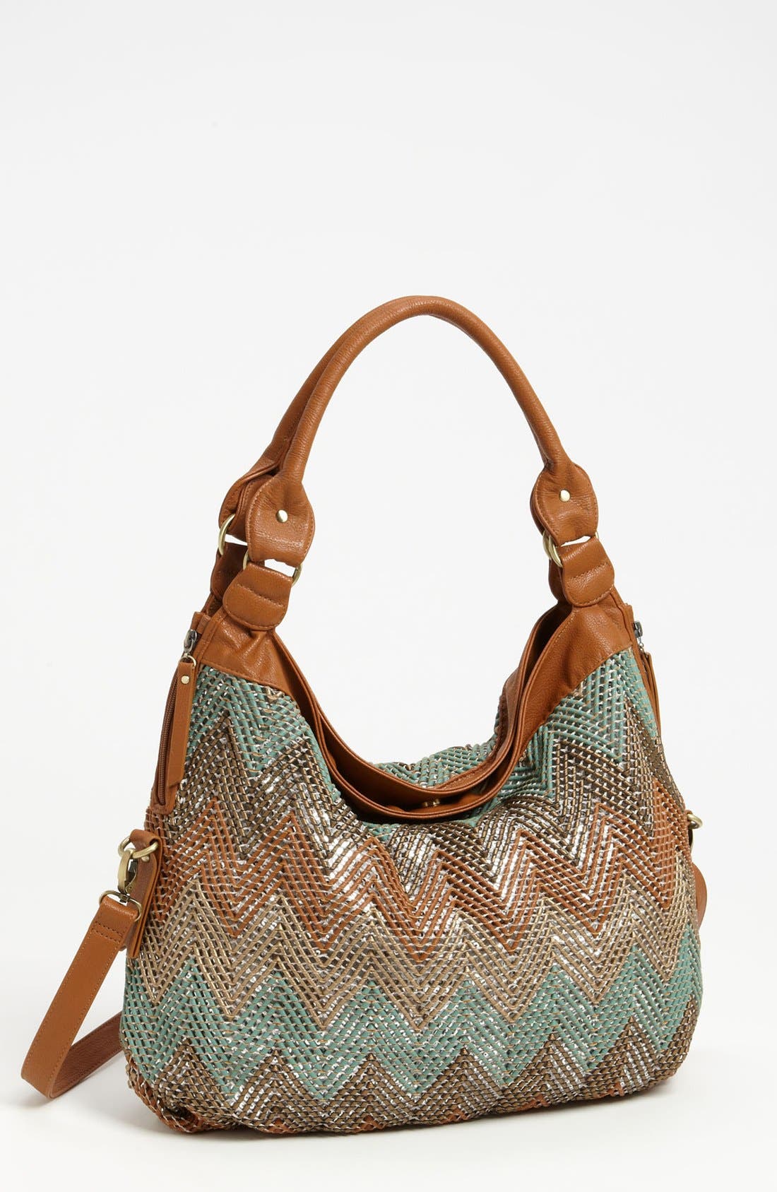 Faux Leather Hobo, Main, color, GREEN