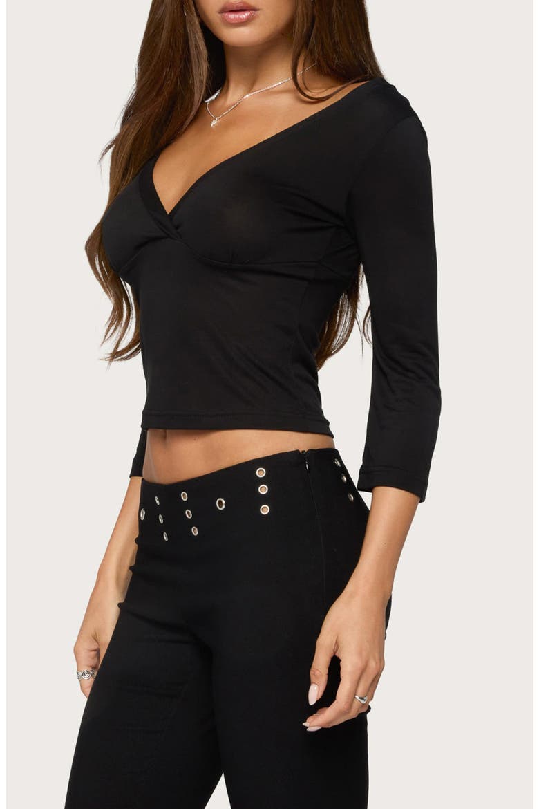 Mar V-Neck Top, Alternate, color, BLACK