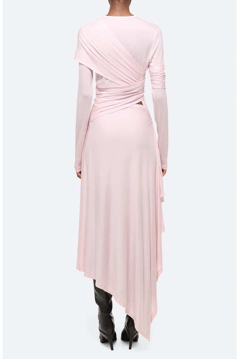 Protection Draped Asymmetric Long Sleeve Dress, Alternate, color, DUSTY PINK