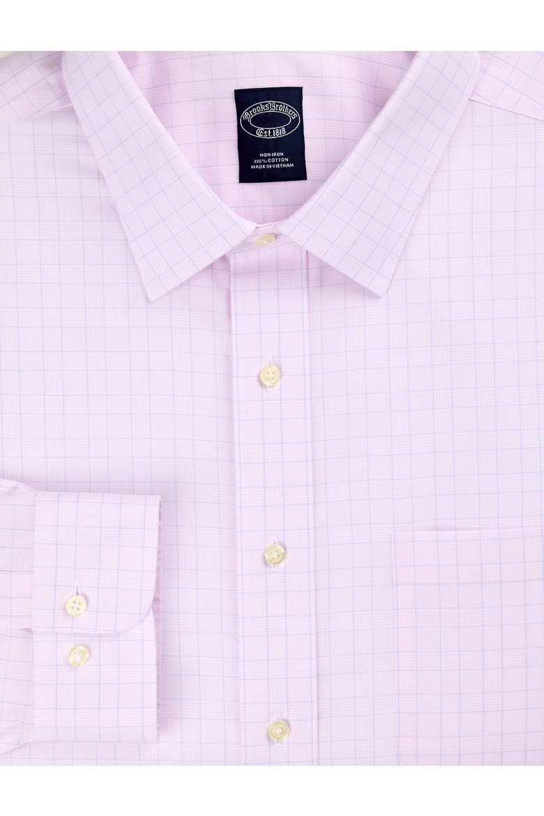 Big & Tall  Non-Iron Glen Plaid Dress Shirt, Alternate, color, PINK