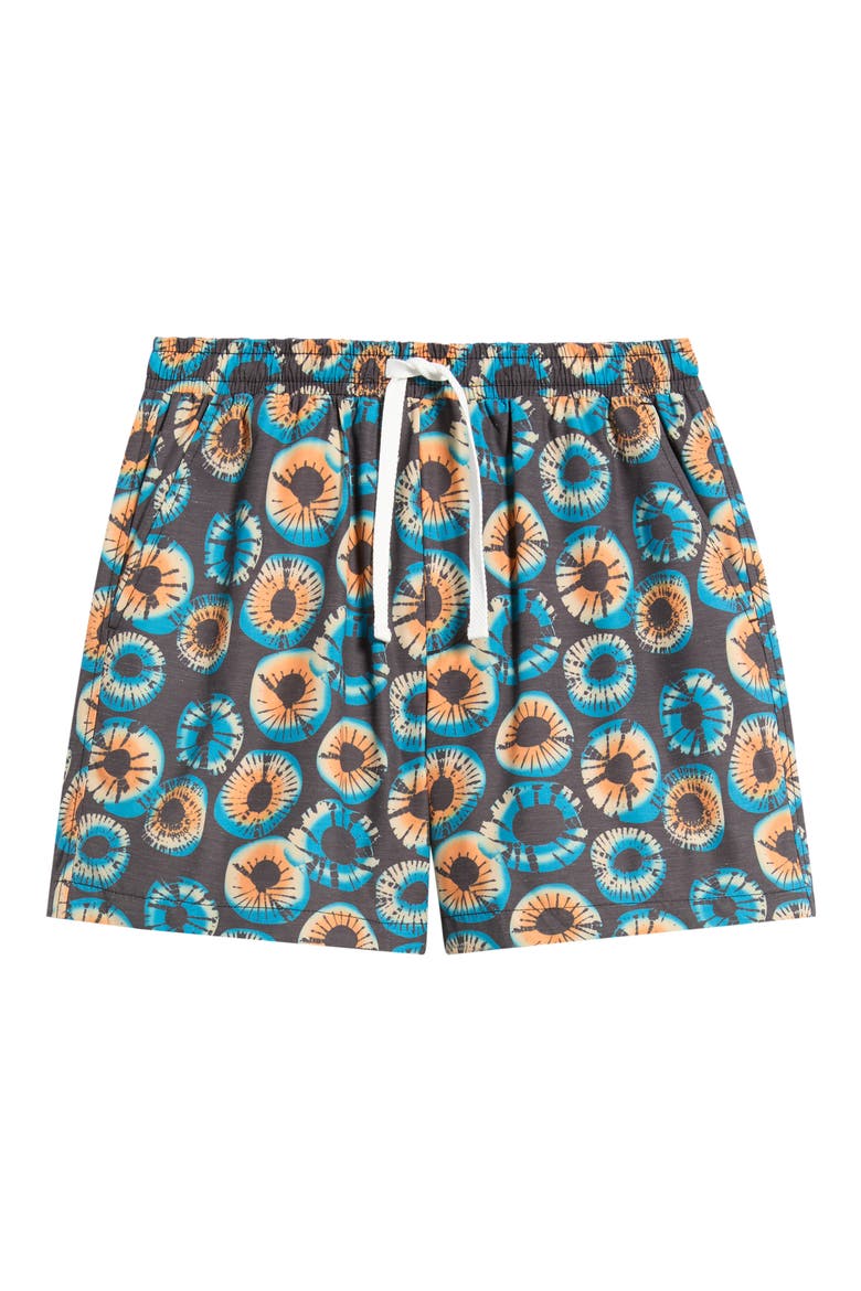 Eye Print Drawstring Cotton Blend Shorts, Alternate, color, BLUE