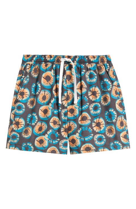 Eye Print Drawstring Cotton Blend Shorts