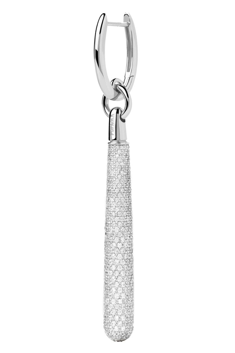Pavé Supreme Jupiter Single Hoop, Main, color, Silver