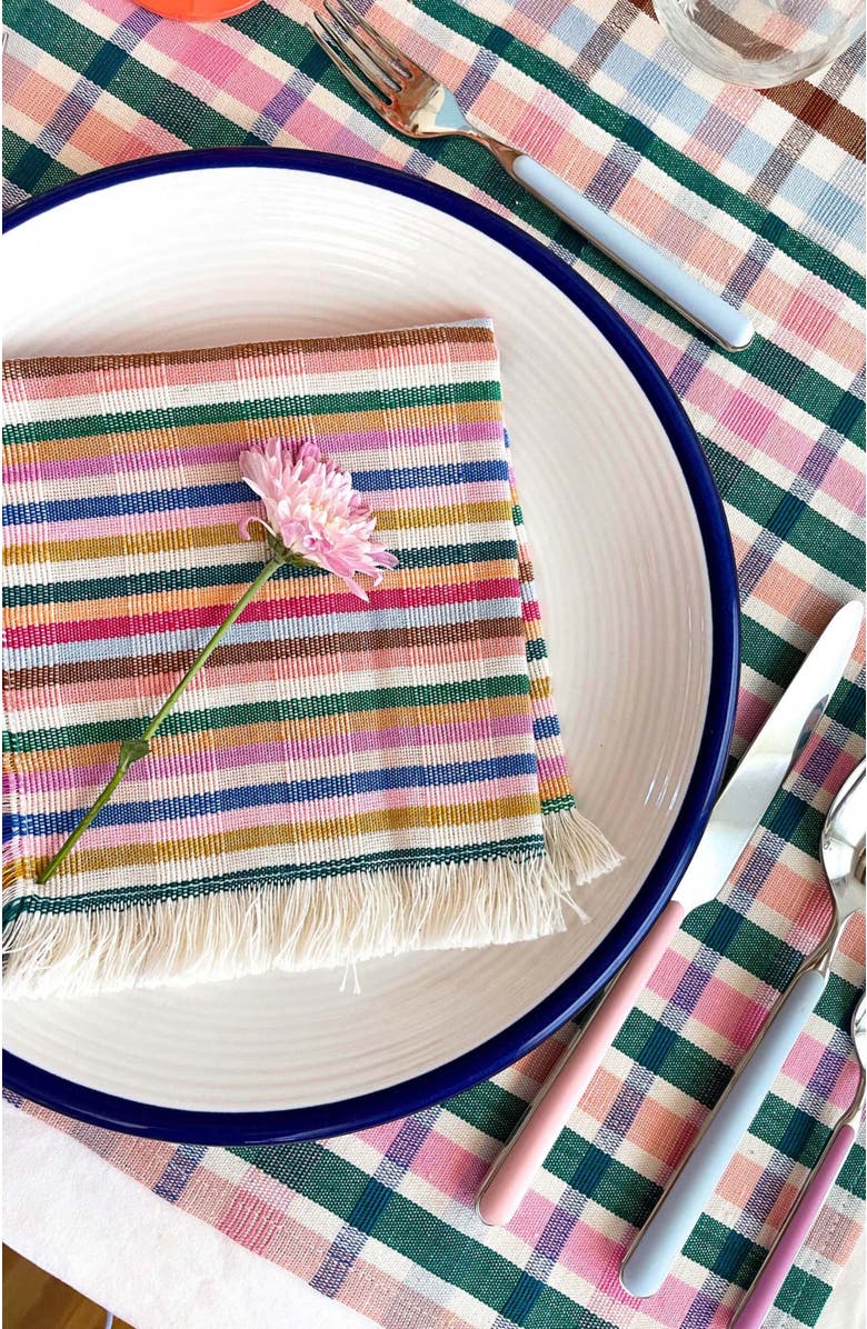 Archive New York Valentina Rainbow Striped Handwoven Cotton Party Napkins, Set of 4, Alternate, color, Rainbow