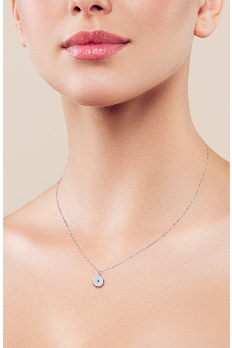 14k Gold Over Sterling Silver Eye Pendant Necklace, Alternate, color, SILVER