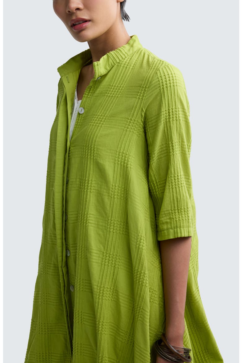 Vela Check-embroidered Shirt Dress, Alternate, color, Lime