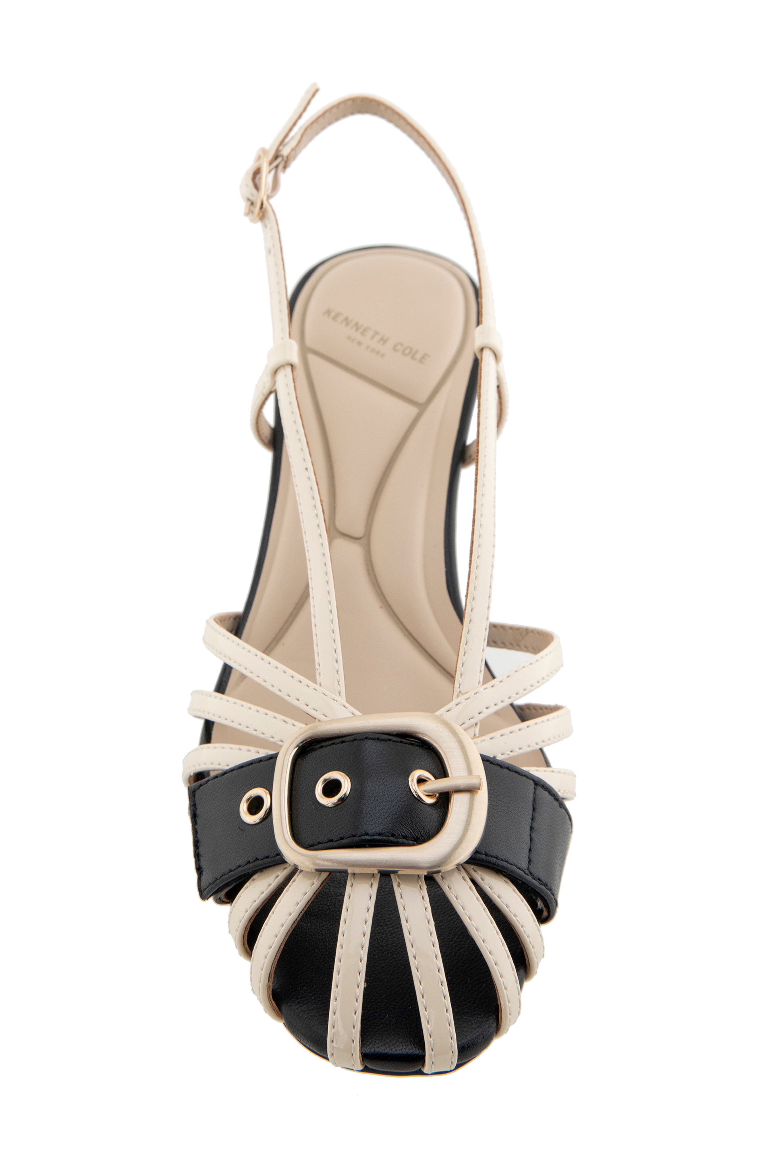 Kenneth Cole Glenda Slingback Sandal, Alternate, color, Sand/Black Patent