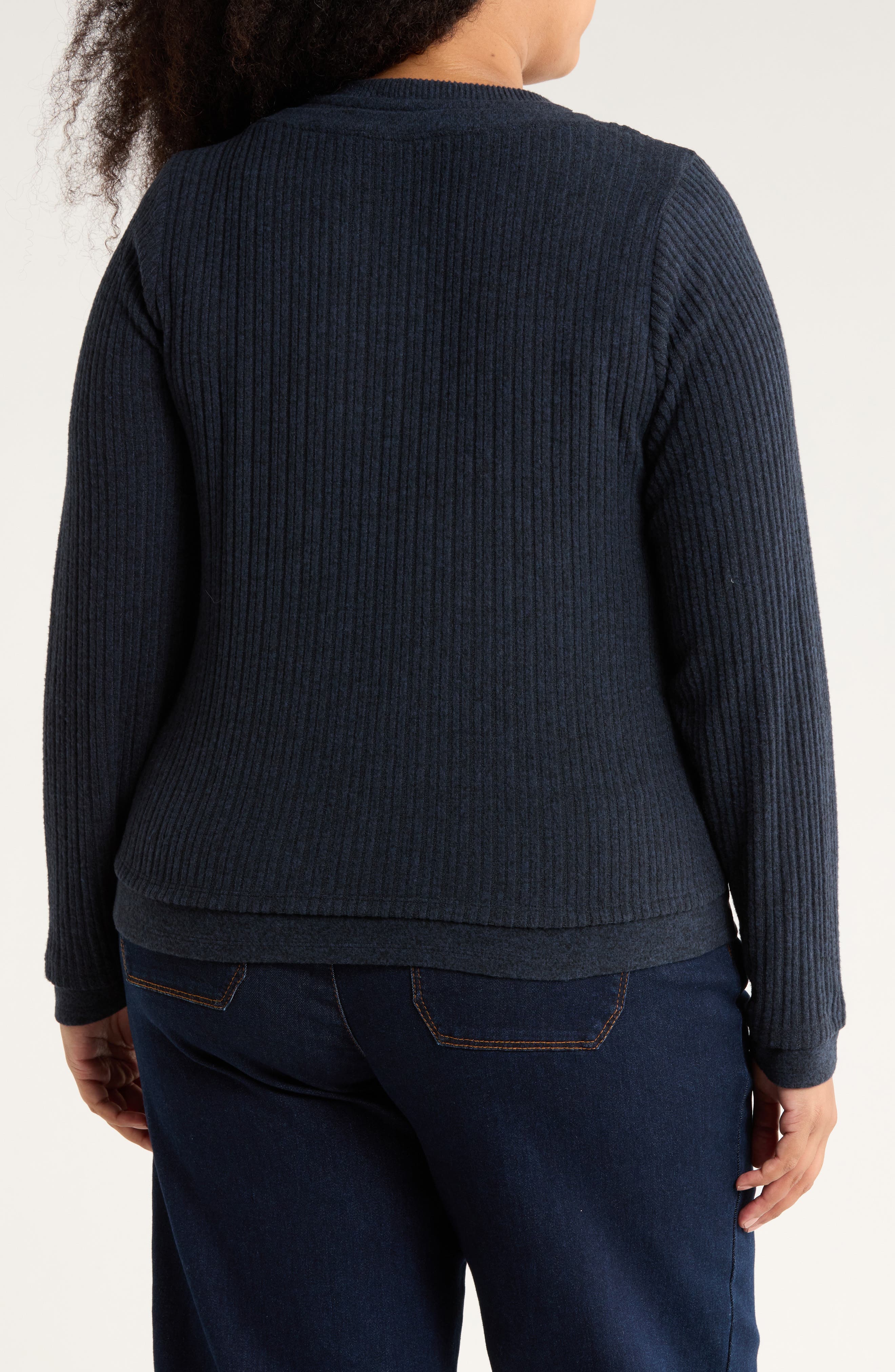 Twofer Long Sleeve Ribbed Top - image 4