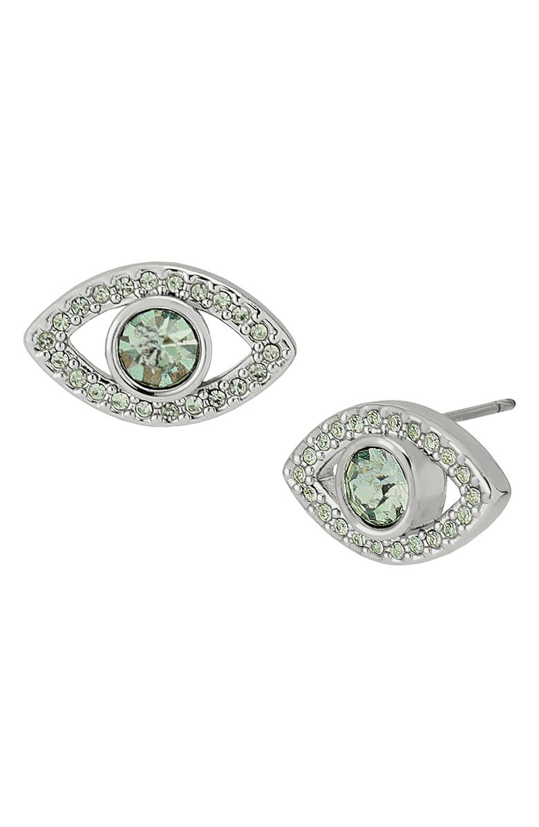 Kurt Geiger London Pavé Evil Eye Stud Earrings, Main, color, Light Green