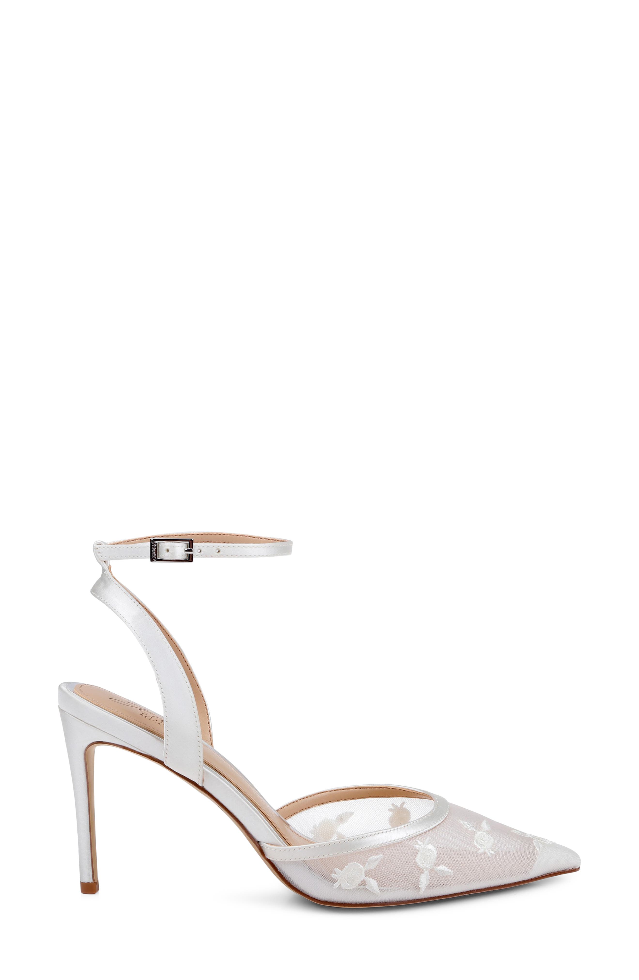 Zaida Ankle Strap Pointed Toe Pump, Alternate, color, IVORY SATIN