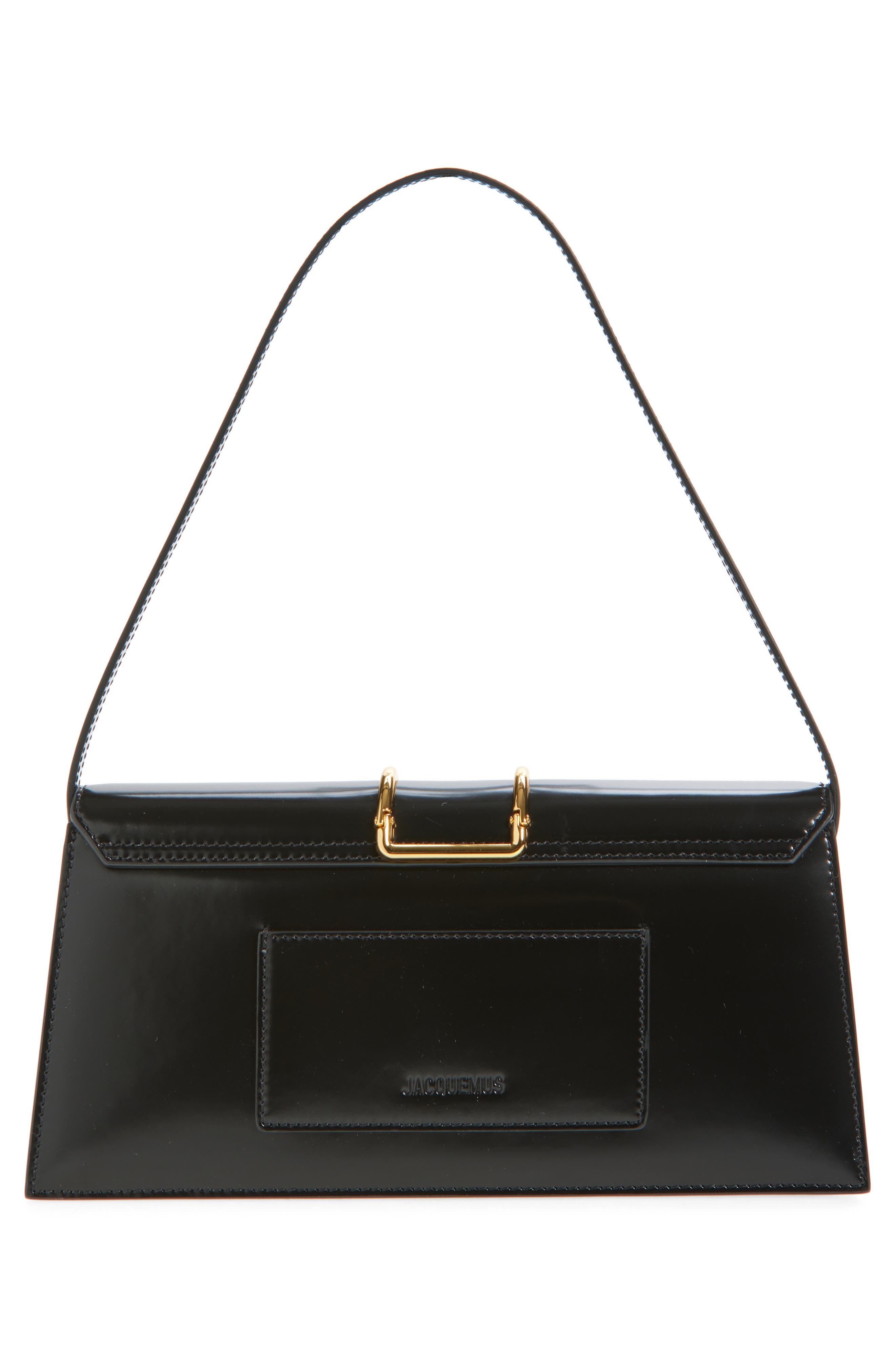 Jacquemus Le Long Bambino Leather Shoulder Bag, Alternate, color, 990 Black