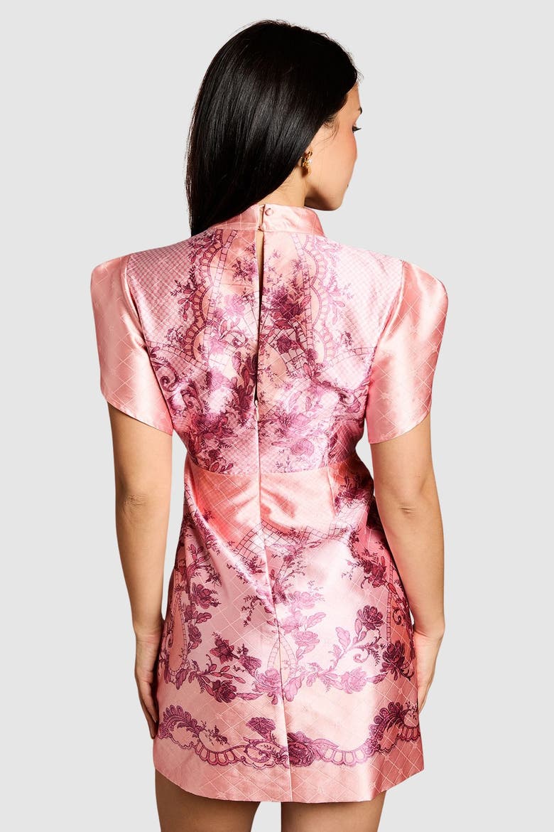 Petite Floral Tulip Sleeve Mini Dress, Alternate, color, Pink