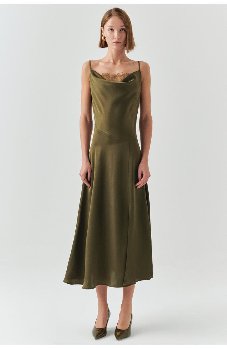 Exquise Macy Cowl Neck Sleeveless Dress, Main, color, Khaki