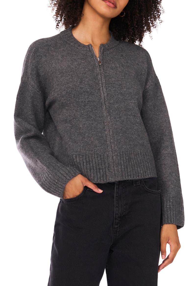Zip Knit Sweater, Main, color, MEDIUM HEATHER GREY
