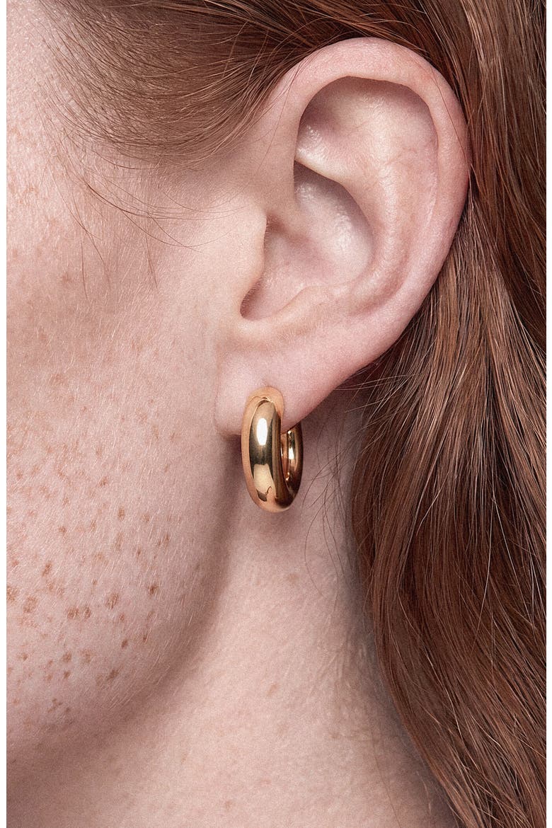 Chunky Huggie Hoop Earrings, Alternate, color, GOLD