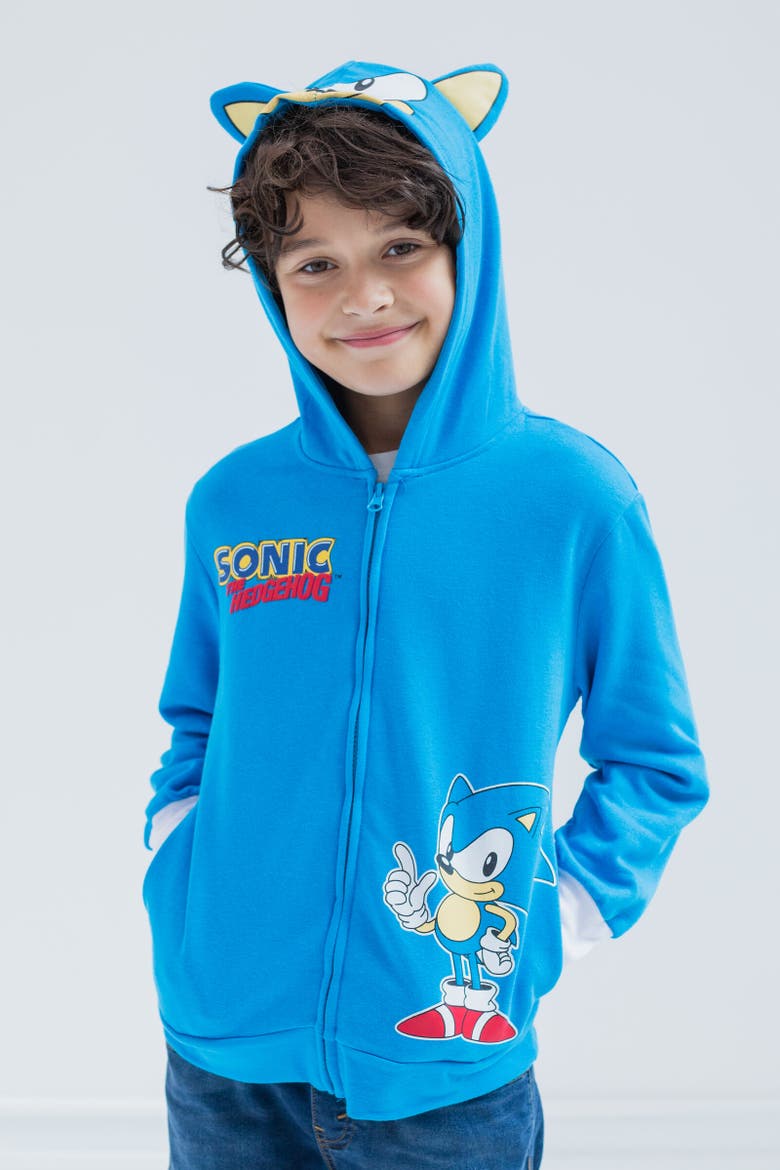 Sonic the Hedgehog Cosplay Zip-Up Hoodie, Alternate, color, Blue Sonic