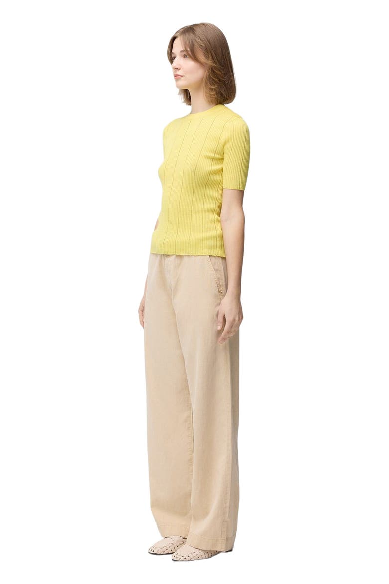 Ajour-Knit Cashmere Silk Top, Alternate, color, blazzing yellow