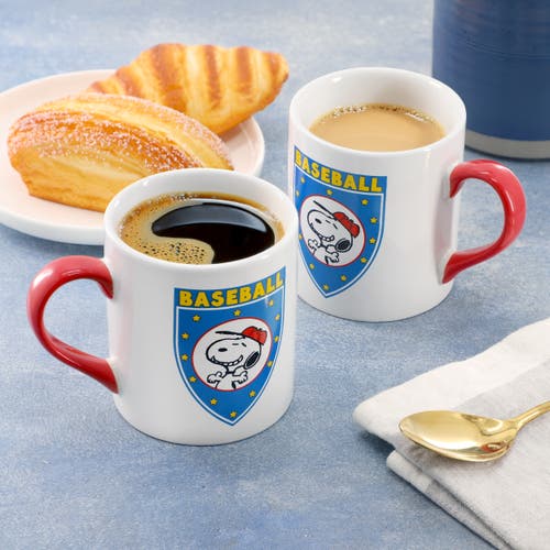 Peanuts Best In Sports Baseball 4 Piece 19 Ounce Stoneware Mug Set In Multi