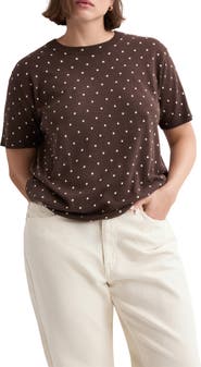 MANGO Polka Dot Short Sleeve Sweater