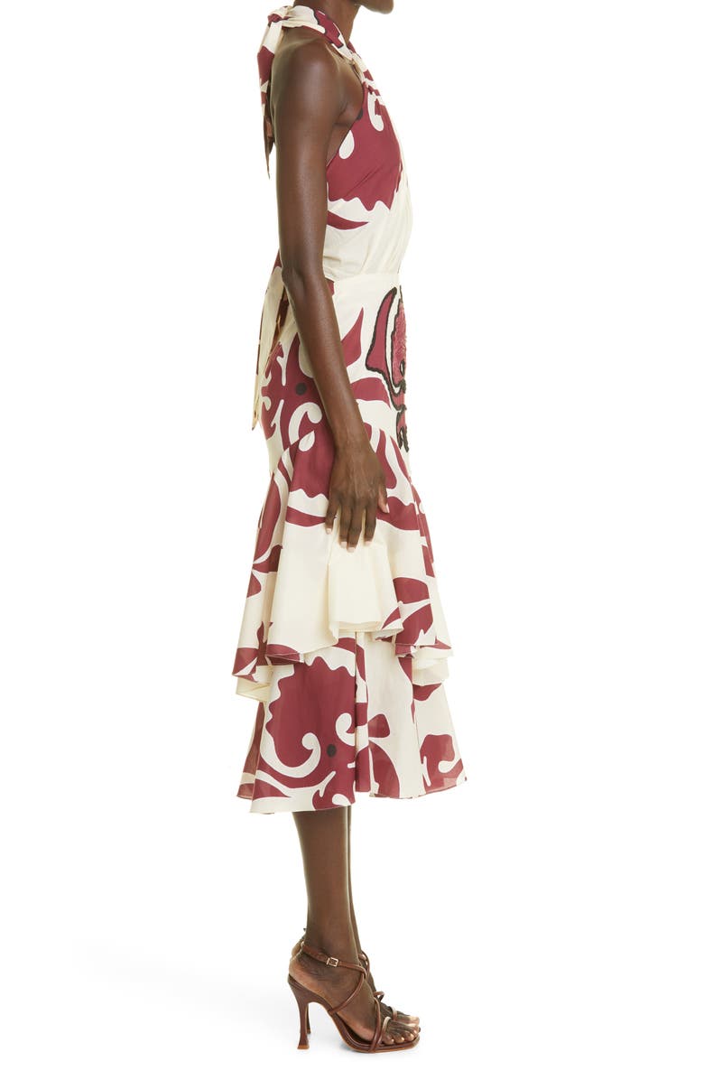 Johanna Ortiz Unforgettable Summer Halter Organic Cotton Midi Dress, Alternate, color,