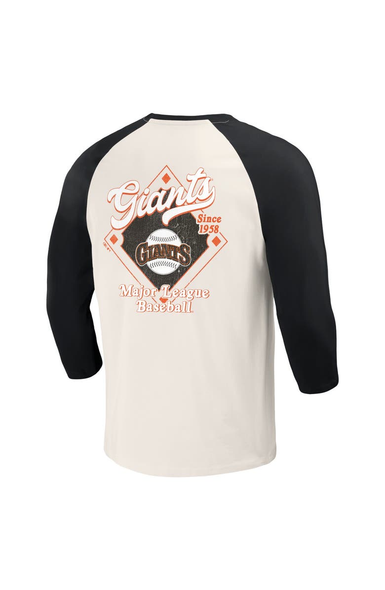 Darius Rucker Collection by Fanatics Men's Darius Rucker Collection by Fanatics Black/White San Francisco Giants Cooperstown Collection Raglan 3/4-Sleeve T-Shirt, Alternate, color,