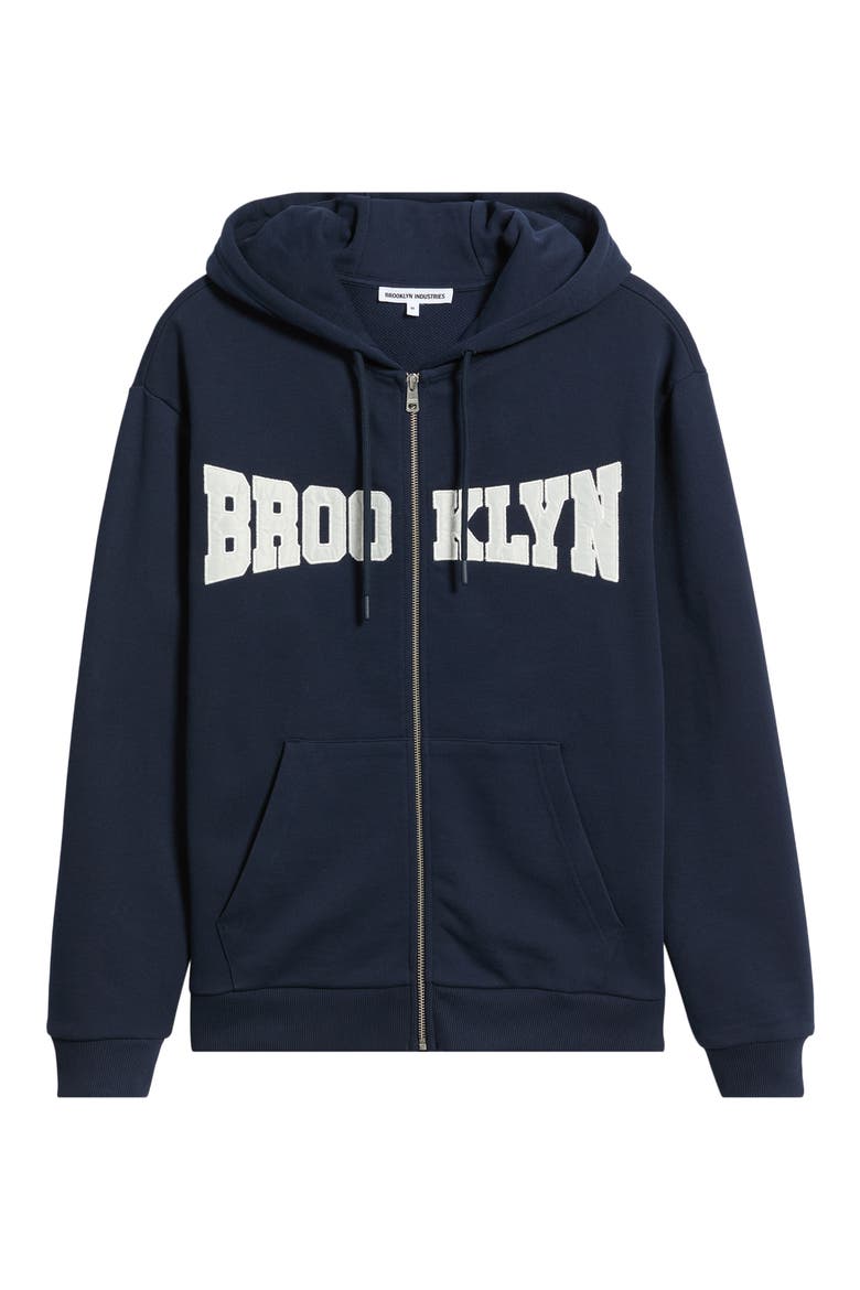 Logo Appliqué Zip Hoodie, Alternate, color, BLACK IRIS