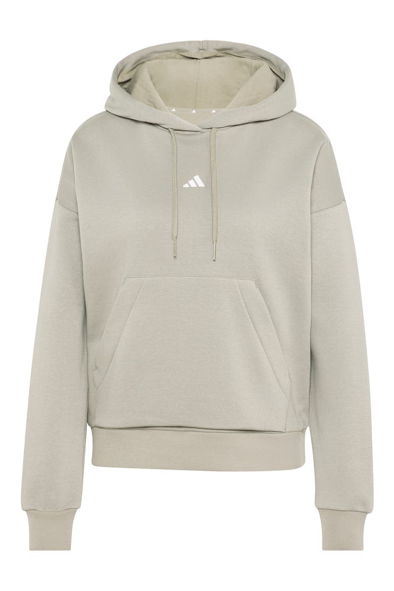 Fleece Hoodie, Alternate, color, SILVER PEBBLE/ WHITE
