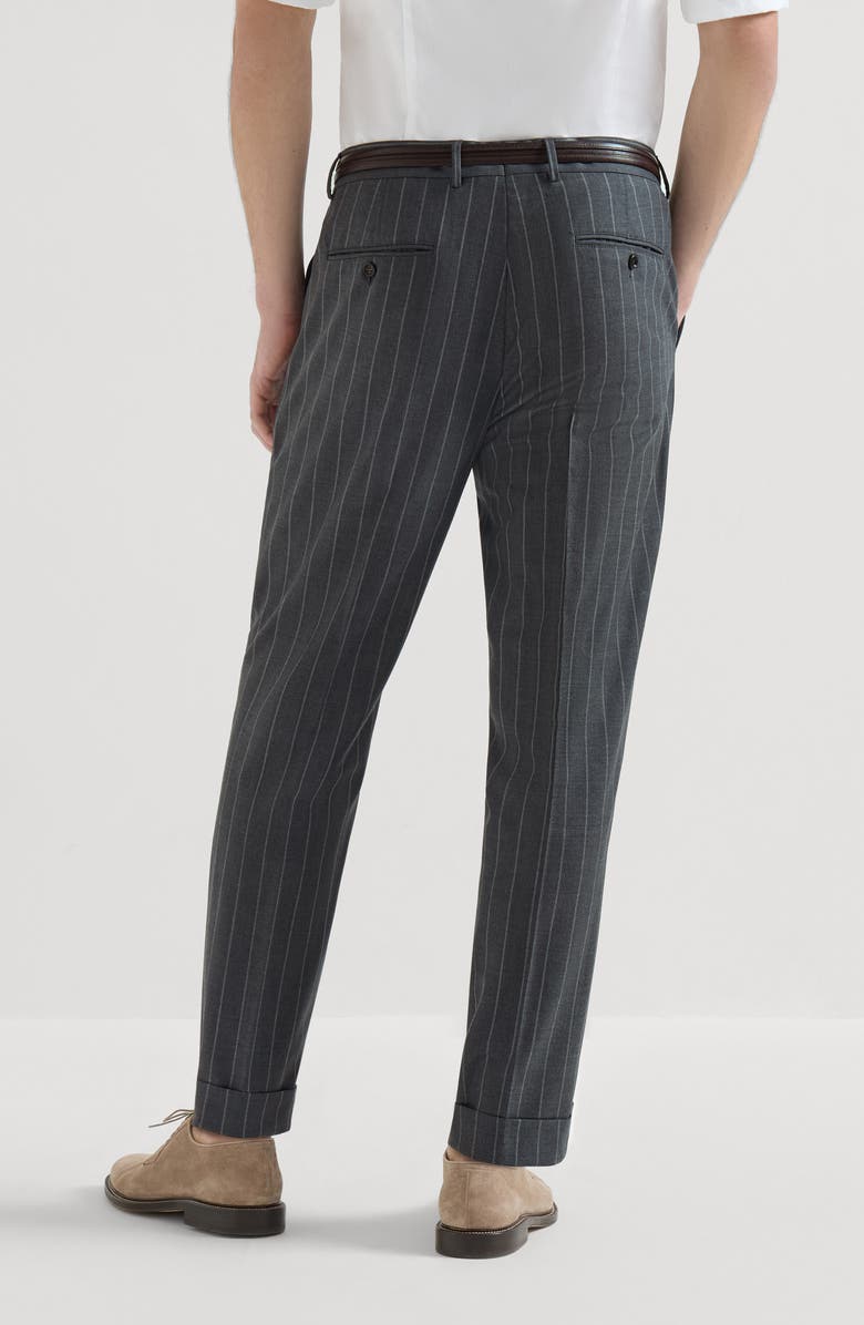 Brunello Cucinelli Wide chalk stripe trousers, Alternate, color, Grey