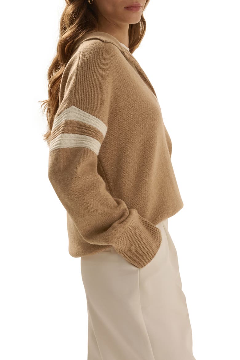 The Grace Polo Sweater, Alternate, color, CAMEL IVORY