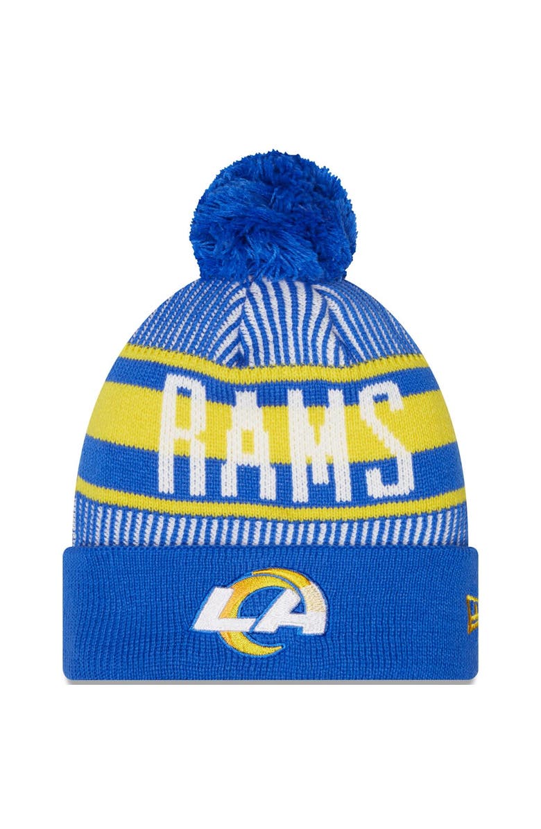 New Era Men's New Era Royal Los Angeles Rams Striped Cuffed Knit Hat with Pom, Main, color, Royal