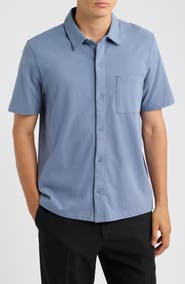 Vince Sueded Jersey Short Sleeve Button-Up Shirt