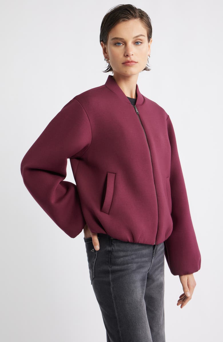 Nordstrom Scuba Knit Bomber Jacket, Alternate, color, Burgundy Royale