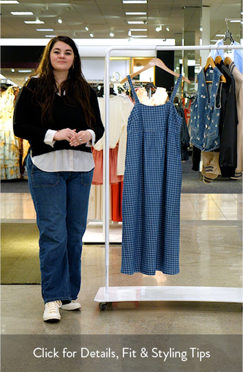 Gingham Sleeveless Denim Midi Dress, sales video thumbnail