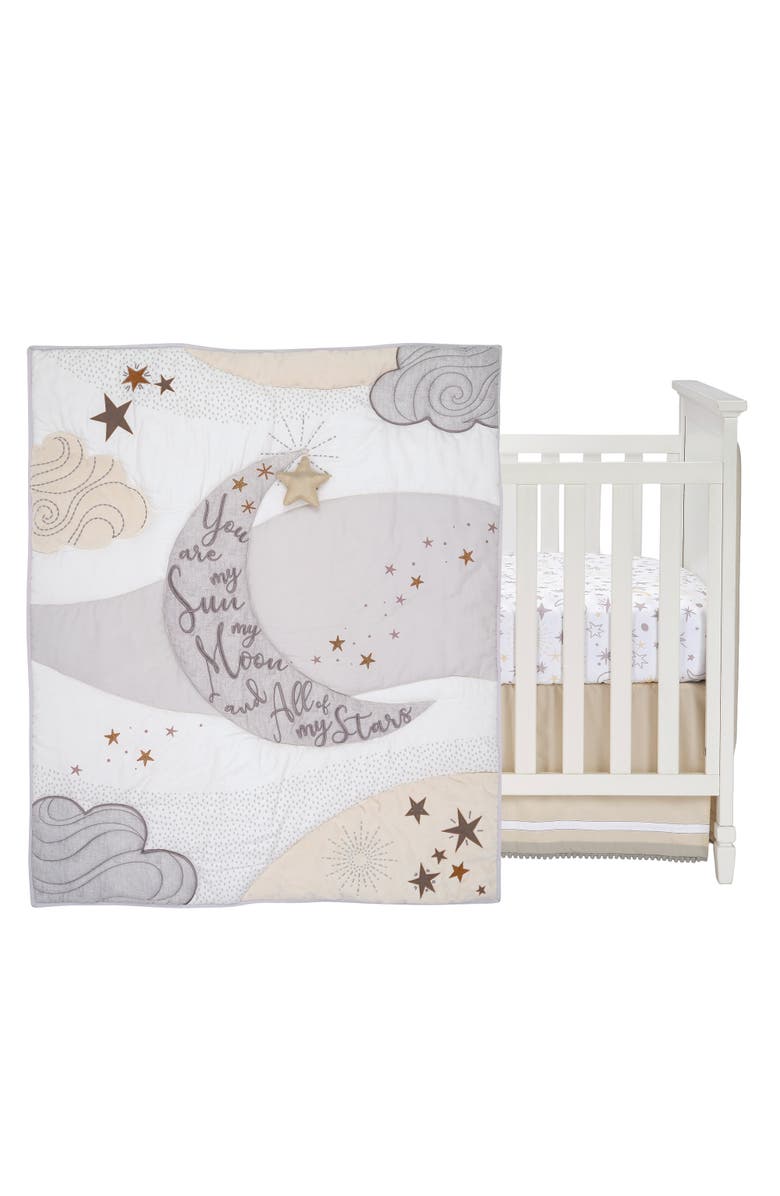 Lambs & Ivy Goodnight Moon 3-Piece Celestial Nursery Baby Crib Bedding Set, Main, color, White