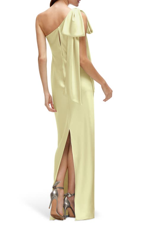 AFTER SIX AFTER SIX BOW DETAIL ONE-SHOULDER STRETCH SATIN CHARMEUSE GOWN