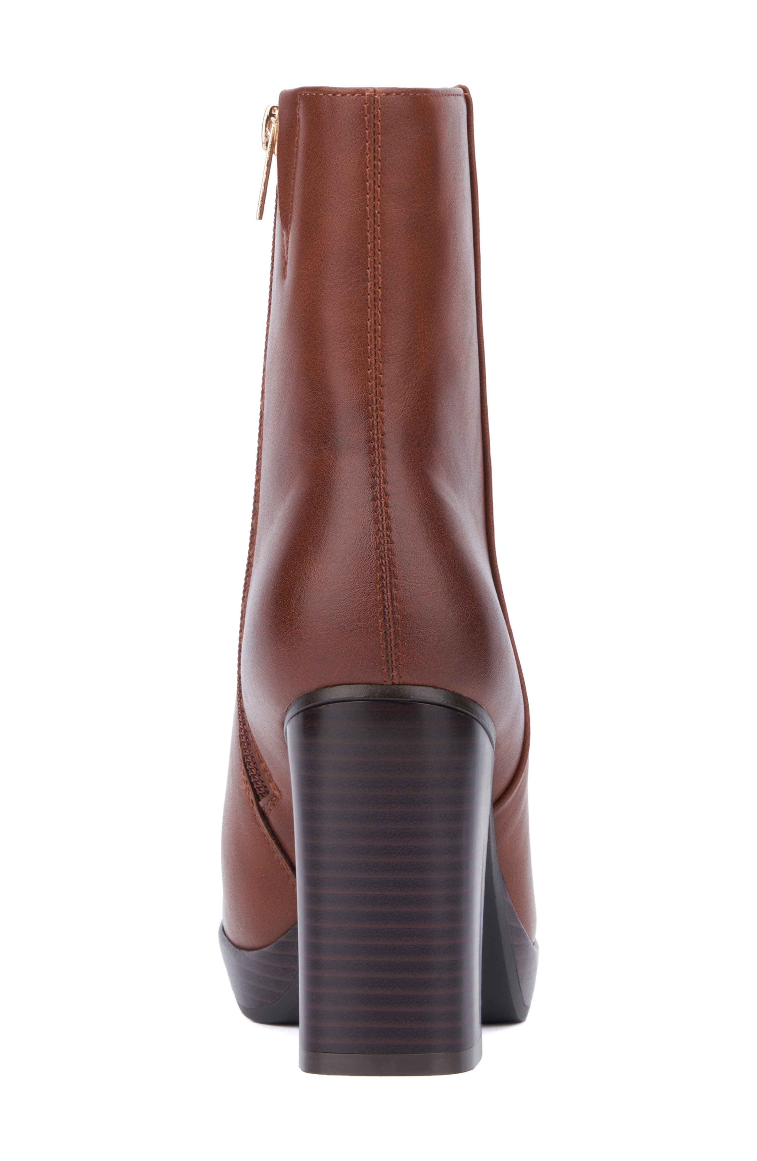Fay Platform Faux Leather Boot, Alternate, color, COGNAC