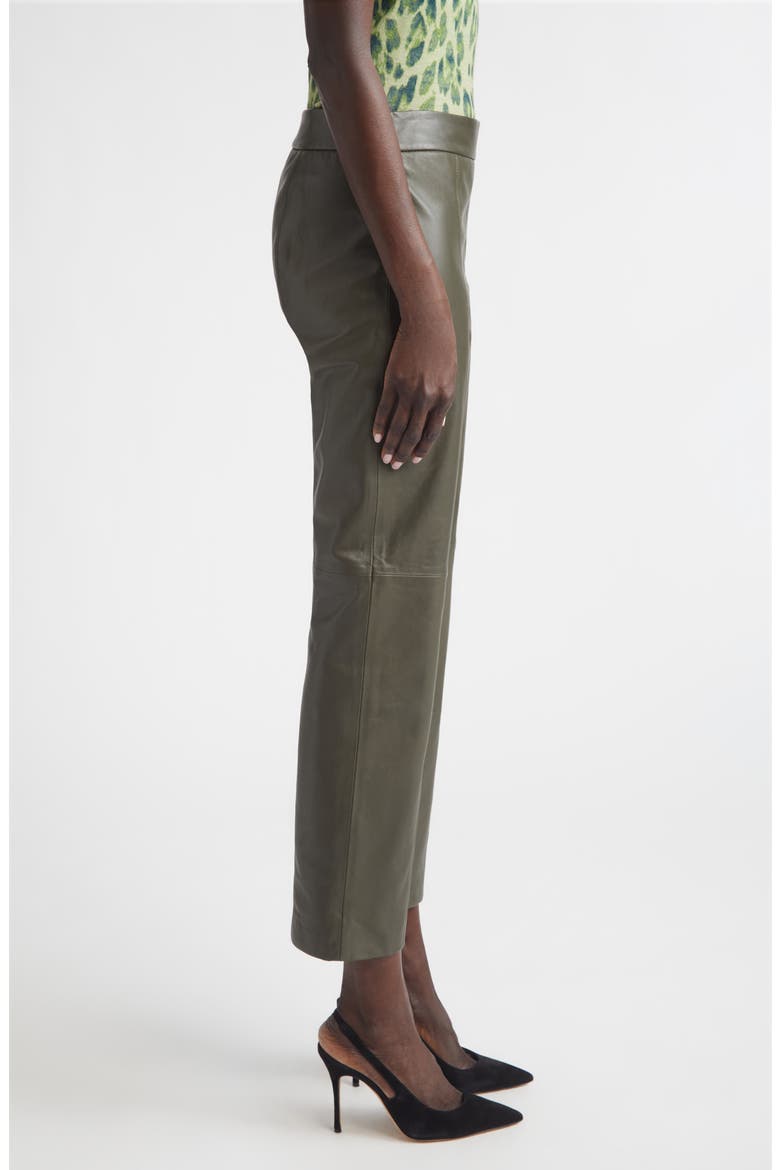 Crop Leather Straight Leg Pants, Alternate, color, OLIVE