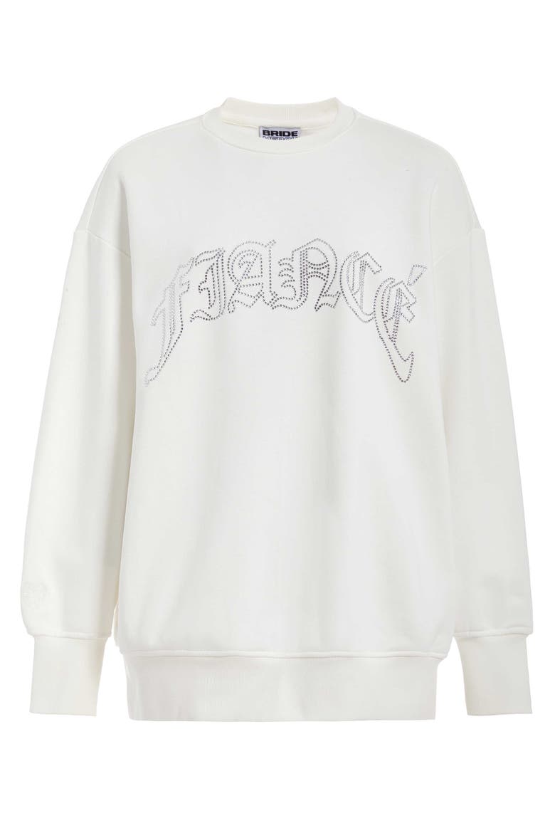 Fiancé Rhinestone Crew, Main, color, White