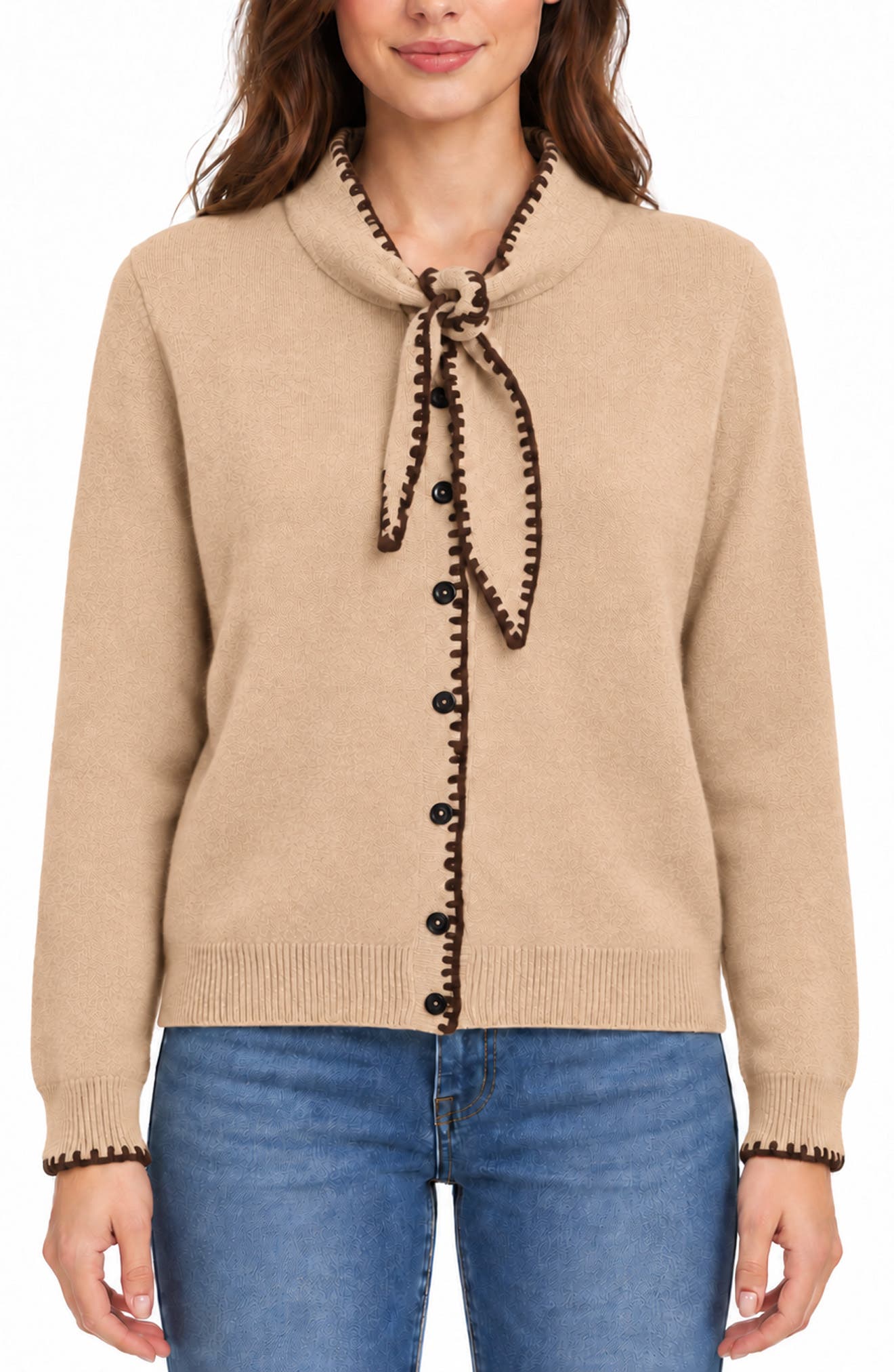 Ascot Neck Button Cardigan