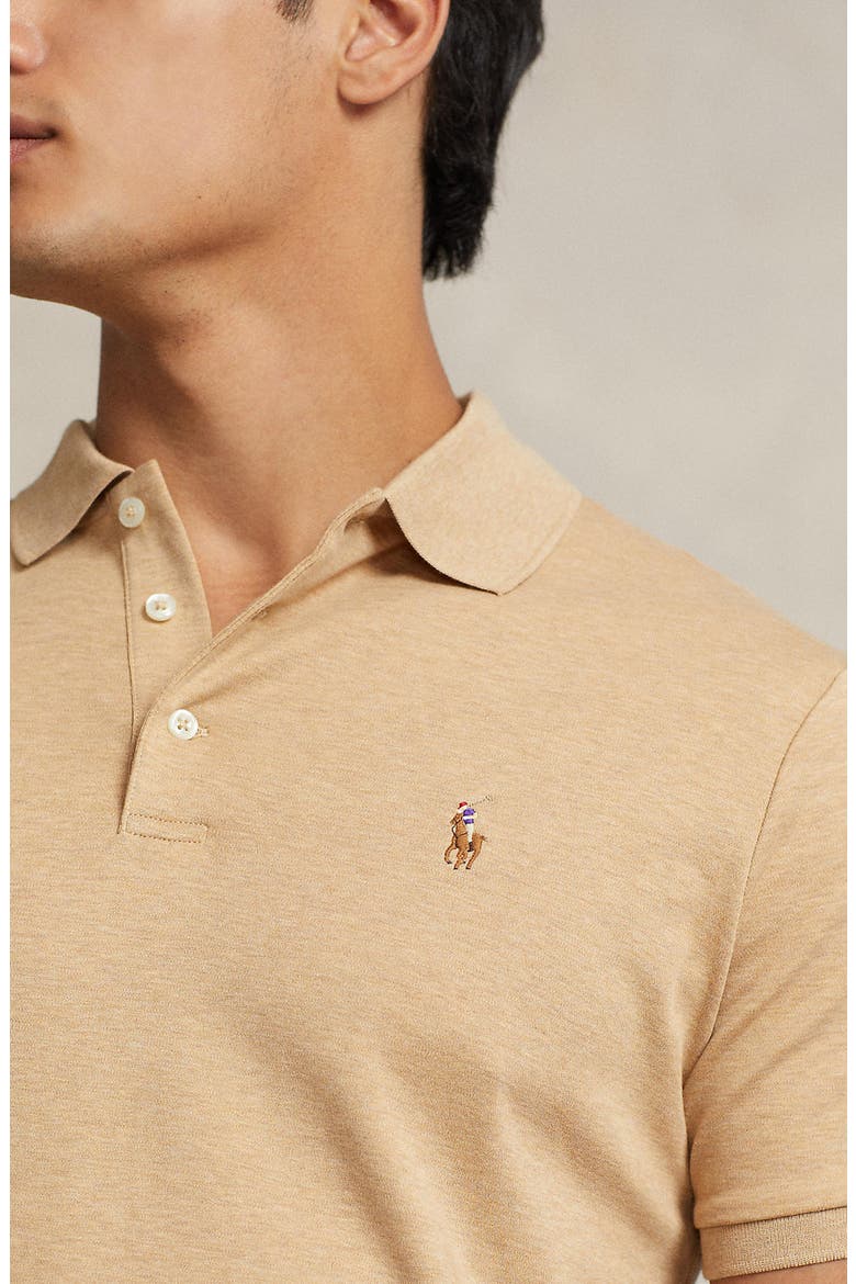 Classic Fit Solid Green Cotton Jersey Polo, Alternate, color, CLASSIC CAMEL HEATHER