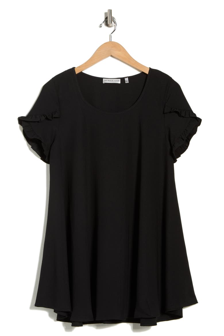 Ruffle Sleeve Tunic Top, Alternate, color, BLACK