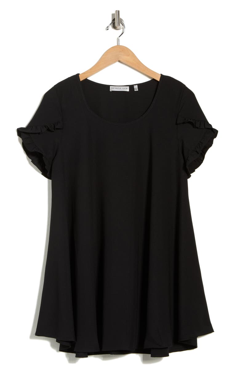 PATRIZIA LUCA Ruffle Sleeve Tunic Top, Main, color, Black